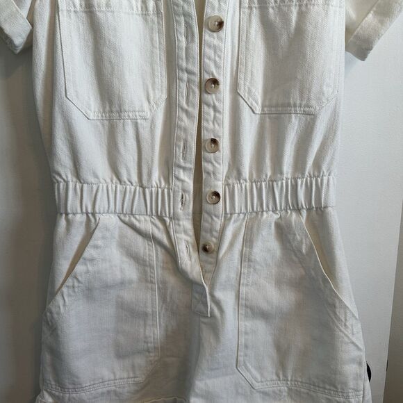 Show Me Your Mumu Cannon Denim Romper in Seasalt White – Size XS - Picture 3 of 5